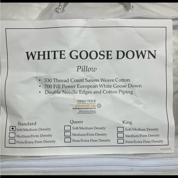 New Quince White Goose Down Pillow Set (2) Standard Soft/Medium - Picture 2 of 3